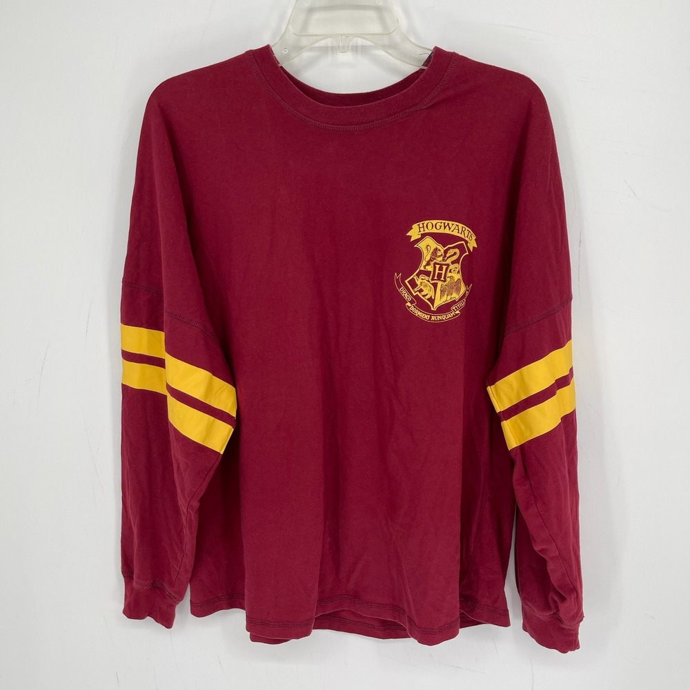 Harry Potter Women's Maroon Hogwarts Long Sleeve Spirit Jersey Top Shirt L 12-14